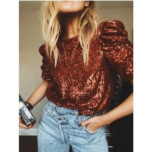 Anthropologie Marie Sequin Ruched Top